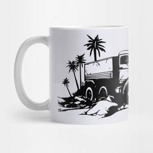 vintage heavy truck - desert - palm tree Mug